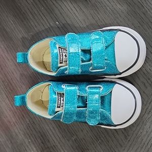 Converse glitter all star Teal sparkly shoes size 8 toddler